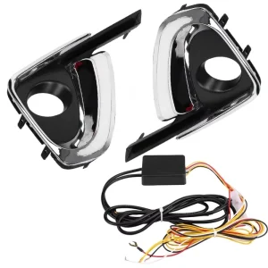 For Toyota Fortuner LED Car DRL 12V Daytime Running Light Daylight Turning Signal Style Relay LED Fog Lamp Auto Parts Modified