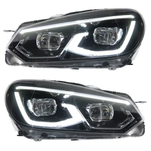 For VW Golf 6 MK6 5k1 LED Headlight Assembly MK8 Style Bi LED Dual Projector Lens Sequential Turn Signal DRL Plug Play