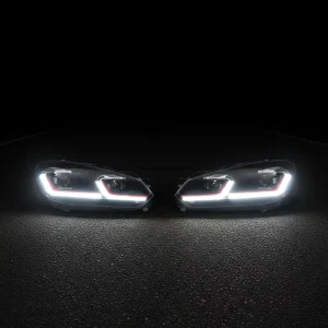 For VW Golf VI GTI MK6 Headlamp Assembly R20 Style Double L-Type DRL Bi-LED Projector Error Free CANBUS