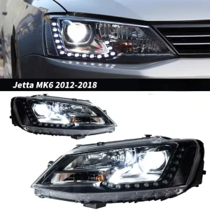 For VW Jetta LED Headlight Assembly MK6 Style DRL Sequential Turn Signal Facelift Upgrade Lights Car Accessories
