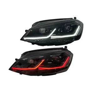 For Volkswagen Golf 7 7.5 Headlight Assembly Upgraded Red white Dual color LED DRLs