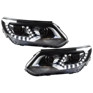 For Volkswagen Tiguan Facelift Upgrade High Configuration Teardrop LED DRL Bi LED Projector Lens Headlight Assembly