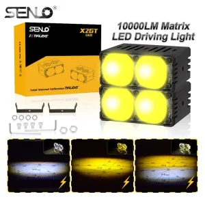 For X2GT 3-Inch 2-Lens White Yellow LED Spot Light for Retrofit Upgrade for Motorcycle Pickup Truck Offroad Vehicles