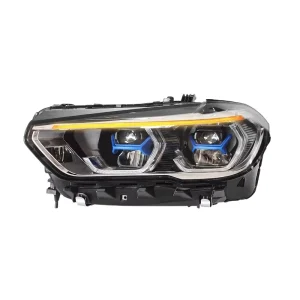 For X5 X6 Headlight Assembly Modification LED Daytime Running Lights Sequential Turn Signals Laser Headlights 12V
