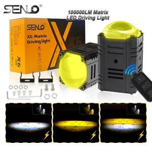 For X6 Aluminum 100W 10000LM 4 Colors LED Fog Lights Auxiliary Spotlight Mini Driving Light for Car Motorcycle 12V
