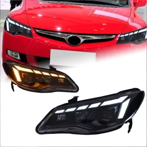 For for for FD2 12V Headlight Assembly Modification LED Lens Flowing Turn Signal Audi Style 6800 Lumens