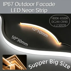 Free cut 50*30mm Outdoor Facade Light IP67 High efficiency DC24V LED Neon Flex Strip for Commercial Ceiling Decor Light