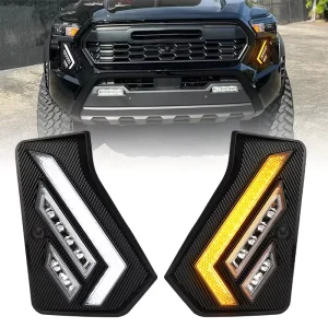 Front Driving Light with White DRL Sequential Turn Signal Fog Daytime Running Light for Toyota Tacoma Gen 4