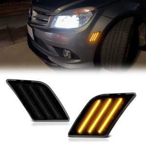 Front Fender LED Side Marker Lights Canbus Replacement for Mercedes Benz W204 C250 C300 C350 C63AMG SL65 AMG