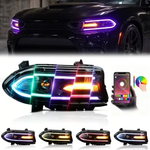 Front Head Light RGB DRL Color LED Headlight for Dodge Charger GT RT SRT