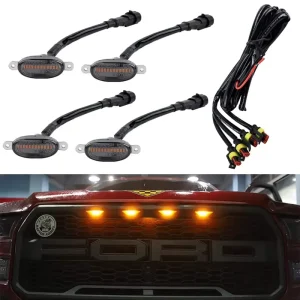Front High Power Offroad LED Car Grille Light 4 Lamps Lot Smoke Cover