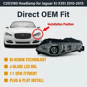 Front Left Bi Xenon LED Headlight C2D3180 Fit for Jaguar XJ XJL X351 Signature Headlamp Assembly