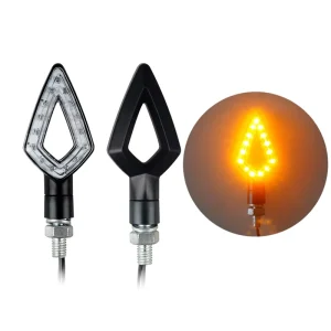 Front Plastic Motorcycle Flexible 15 LED 2 Lens Turning Light Indicator Black Turn Signal Lamp for 12V Universal Bike