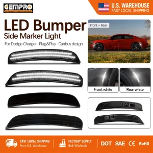 Front Rear LED Side Marker Turn Signal Light for Dodge Charger White Light US Warehouse Stock