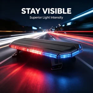 Full Amber LED Hazard Warning Strobe Bar with Low Profile Black Housing for Tractors and Agricultural Heavy Machinery