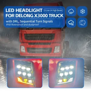 Full LED Headlight Assembly Truck Auto Parts Head Lamp for DeLong X3000 Truck