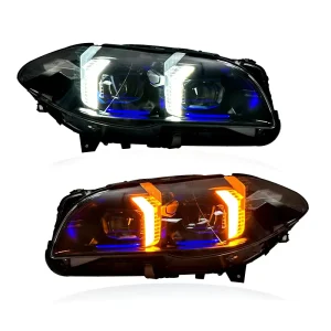 Full LED Headlight Assembly for BMW 5 Series F10 Snake Eye Style Front Lamp with DRL Turn Signal Plug and Play Lights