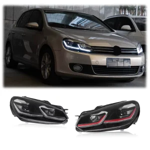Full LED Headlight Assembly for VW Golf 6 Headlights DRL Sequential Turn Signal Plug Play