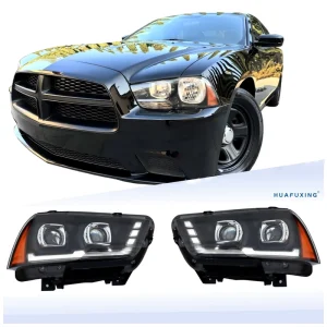Full LED Headlights Dual Projector for Dodge Charger with DRL Sequential Turn Signal (For Factory Halogen Model Only)