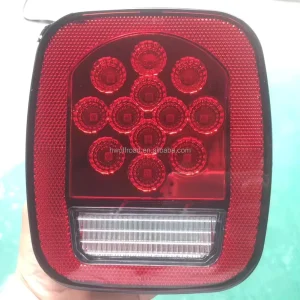 Full LED Tail Lights for TJ Offroad SUV Red Lens Rear Brake Turn Signal Reverse Lamps Auto Parts