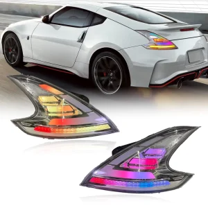 Full RGB Taillights for Nissan 370Z Fairlady Z34 Clear Electroplated Taillight Custom Water Running Signal