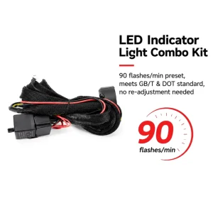 Full Retro LED Turn Signal Set with 4 Amber Lights Dual Handlebar Control Switch Kit with Loud Horn & Relay for Scooter & Quad