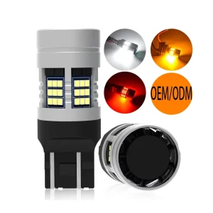 G View 7443 T20 W21 5W LED 54 SMD Chips 1600LM Turbo Fan Canbus Error Free Clear Lens New White Brake Tail Stop Lights