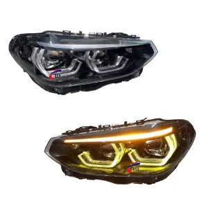 G01 G02 G08 LED Headlight Automotive Lighting System Black Exterior with Yellow Daytime Running Lights for BMW X3 X4
