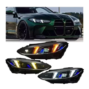 G22 Headlights Triple Color Yellow White Amber System 4 Series M3 M4 G23 G80 G82 Upgrade LED DRL Laser Lamp for BMW