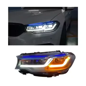 G30 G38 Upgrade Headlights for BMW 5 Series 525i 530i to M5 Thunder Head Lamp DRL Dual Blue Eyebrow LED Front Lights