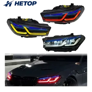 G30 Headlight Triple Color Head Lamp Modified 5 Series Laser Lens Style Upgrade LED DRL Lamp Ikon Style for BMW