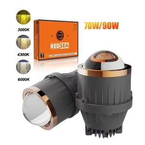 G30 Universal 3 Inch 90W Three Colors LED Fog Lamp Bulb Car LED Fog Driving Lights Bi LED Fog Light Projector Lens for Car