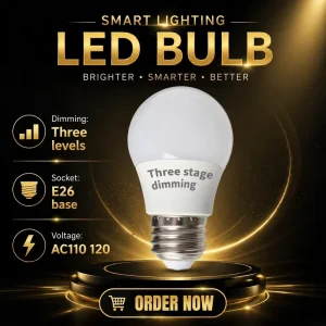 G45 LED Bulb E26 AC110~120V Three Stage Dimming White Plastic Lampshade Ra80 Energy Saving Bulb