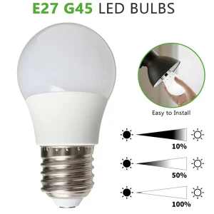 G45 LED Bulb E27 AC220 240V Three stage Dimming White Plastic Lampshade Color Rendering Index Ra80 Energy saving 2 Year Warranty