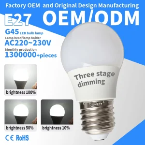 G45 LED Bulb E27 AC220~240V Three-stage Dimming White Plastic Lampshade Ra80 Energy-saving Bulb