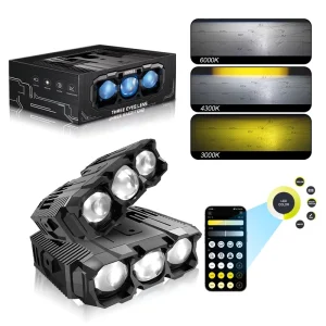 GM01 200W 60000LM LED Auxiliary Light APP Control 3 Color Grille Spotlight IP68 Waterproof High Power for Car ATV