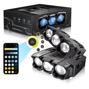 GM01 APP Control 60000LM 200W LED Spotlight Triple Color Grille Light IP68 Waterproof High Power for Car Truck SUV