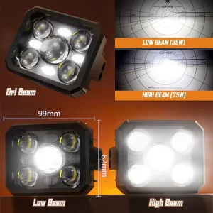 GPNE GW711 75w Led Pods Off road Lamp 3 Inch Led Driving Auxiliary Light High Low Beam Work Lamp for Car Truck Wrangler