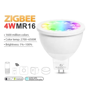 Gledopto ZigBee MR16 Bulb Home App Control Tunable White and Colour Ambiance LED Spot Alexa Smart Bulbs GU5.3 RGBWW Light