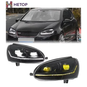 Golf 5 Headlights DRL LED Upgrade Golden Demon Eye Style Head Lamp Modified Assembly