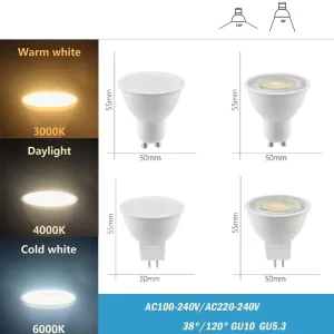 Gu10 Gu5.3 MR16 SpotlightLampara 110 220V Lled Bulb 9W White Warm 3000k 6000K Suitable for Home Commercial Buildings