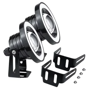 H-FOG-64MM 2.5 Inch White LED Angel Eye Fog Light 24W 9 30V for Motorcycle Retrofit Upgrade