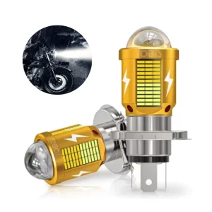 H4 BA20D H6 LED Motorcycle Headlight CSP Dual Color White Yellow Hi Lo Beam Lens Fog Lamp for Motobike Scooter Running Light