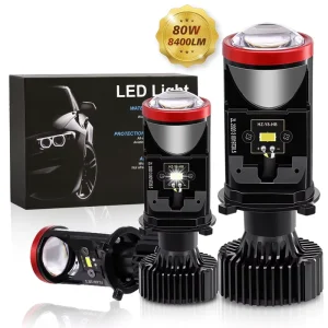 H4 Mini Projector Headlight Y8 80W 8500LM 6000K LED Car Light Compact LED Headlight Bulbs for Cars and Motorcycles