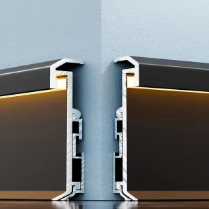 H60mm Recessed LED Baseboard Skirting Aluminum Profile Hidden Backlight Channel Wall Corner Foot Line Bar Strip Light Skirting