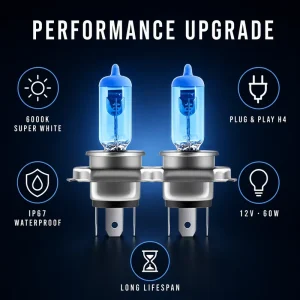 H7412V 55W Super Bright Halogen Bulb 5000K Xenon White Auto Front Headlamp Plug and Play