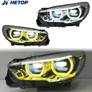 HETOP F07 Headlights 5 Series Dual Color Upgrade DRL Ikon Style LED Car Headlamp Plug and Play Accessories for BMW