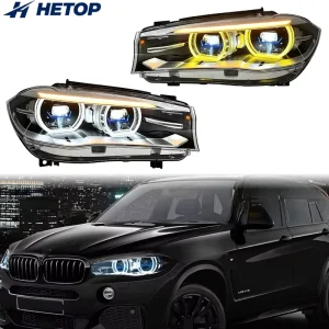 HETOP F15 X5 Headlights Upgrade Dual Color Car LED Head Lamp DRL Ikon Style Laser Light Modified Accessories for BMW