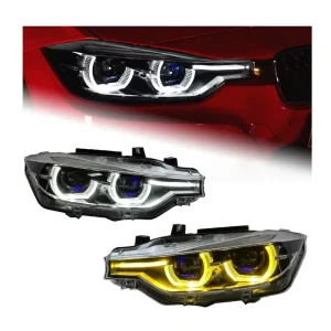 HETOP F30 Headlight Dual Color 3 Series Yellow and White Upgrade Headlights LED DRL Head Lamp Ikon Accessories for BMW