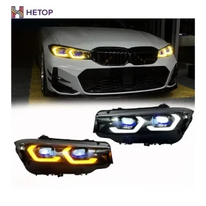 HETOP G20 Laser Headlights 3 Series Dual Color Yellow and White Upgrade Spoon Ikon Style LED DRL Laser Lens for BMW